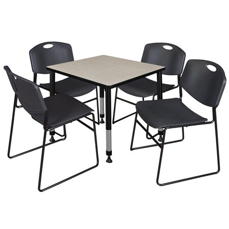 Regency Tables > Height Adjustable > Square Table & Chair Sets, 30 W, 30 L, 23-39 H, Maple TB3030PLAPBK44BK